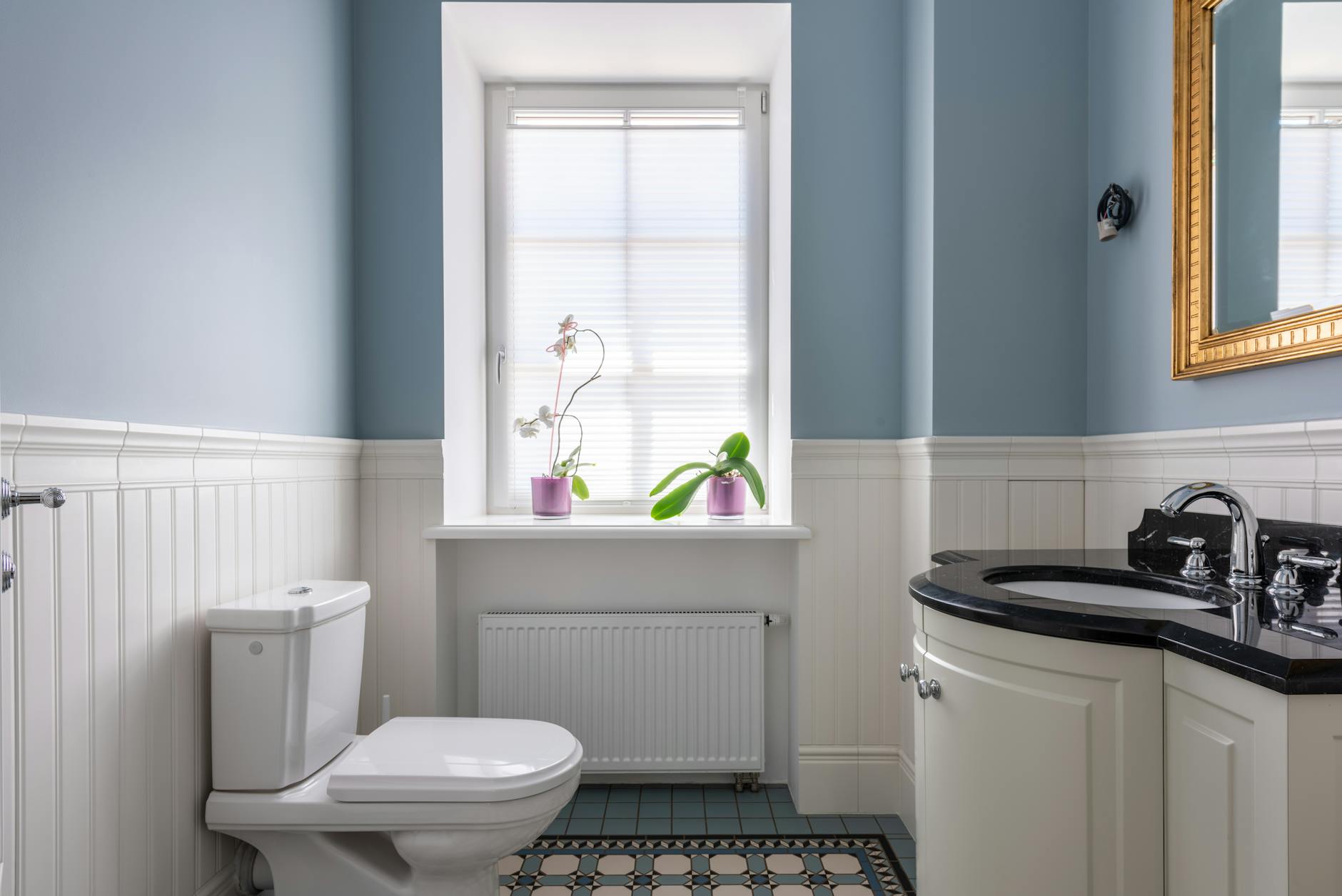 Modern bathroom with premium toilet seat